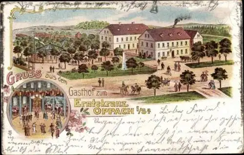 Litho Oppach in der Oberlausitz, Gasthof zum Erntekranz