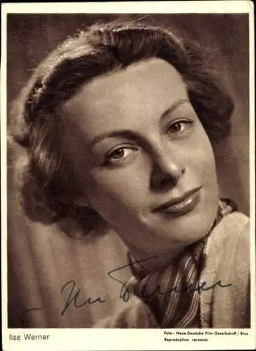 Ak Schauspielerin Ilse Werner, Portrait, Autogramm, Sängerin