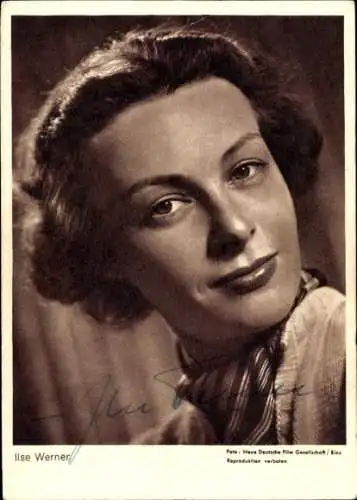 Ak Schauspielerin Ilse Werner, Portrait, Autogramm, Sängerin