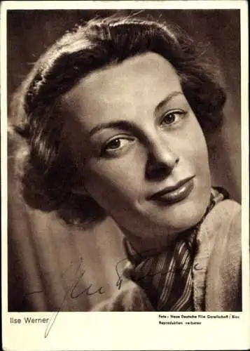 Ak Schauspielerin Ilse Werner, Portrait, Autogramm, Sängerin