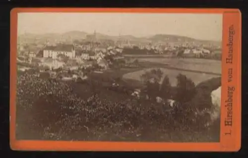 CdV Foto Hirschberg Jelenia Góra im Riesengebirge, Panoramablick vom Hausberg aus gesehen