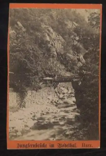 CdV Foto Harz Thaler Anwesen Königsruhe Sachsen-Anhalt, Jungfernbrücke im Bodetal