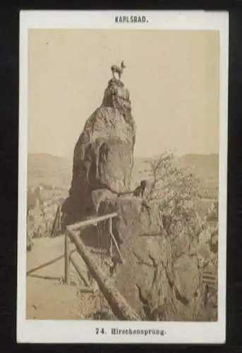 CdV Foto Karlsbad Karlovy Vary u. Umgebung Böhmen Tschechien, Hirschensprung