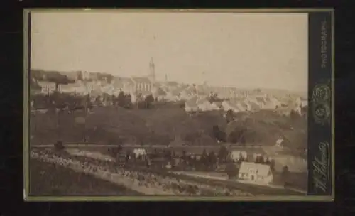 CdV Foto Johanngeorgenstadt im Erzgebirge Sachsen, Gesamtpanorama, Kirche