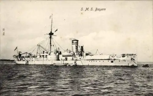 Ak Deutsches Kriegsschiff, SMS Bayern, Panzerschiff, Kaiserliche Marine