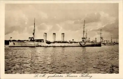 Ak Deutsches Kriegsschiff, SMS Kolberg, geschützter Kreuzer