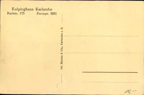 Ak Karlsruhe in Baden, Kolpinghaus, Karlstraße 115