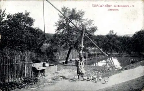 Ak Böhlscheiben Bad Blankenburg im Kreis Saalfeld Rudolstadt, Ziehbrunnen