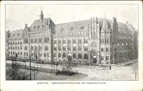 Ak Szczecin Stettin Pommern, Oberpostdirektion, Paradeplatz