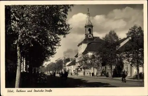 Ak Sowjetsk Tilsit Ostpreußen, Rathaus, Deutsche Straße