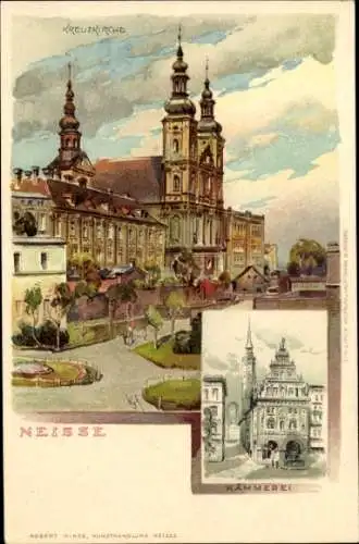 Litho Nysa Neisse Schlesien, Kreuzkirche, Kämmerei