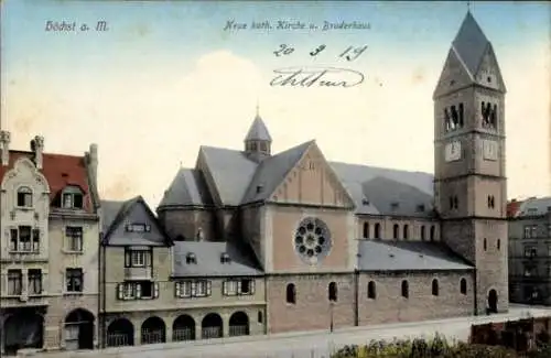 Ak Höchst Frankfurt am Main, Neue katholische Kirche, Bruderhaus