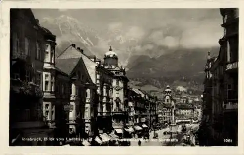 Ak Innsbruck in Tirol, Blick vom Landhaus auf Maria Theresien Straße, Nordkette