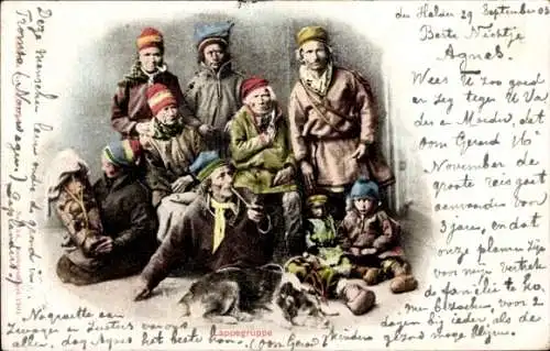 Ak Lappland, Familie in Volkstracht