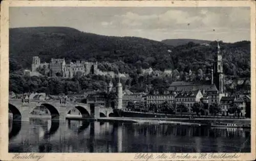 Ak Heidelberg am Neckar, Schloss, alte Brücke, Hl. Geistkirche