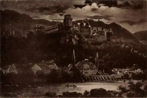 Ak Heidelberg am Neckar, Teilansicht, Schloss, Blick von der Hirschgasse