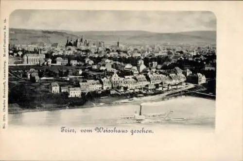 Ak Trier an der Mosel, Panorama vom Weisshaus gesehen, Schiff