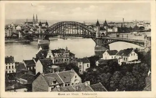 Ak Bonn Rhein, Totalansicht, Rheinbrücke