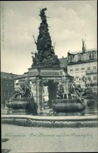 Ak Mannheim in Baden, Brunnen auf dem Paradeplatz
