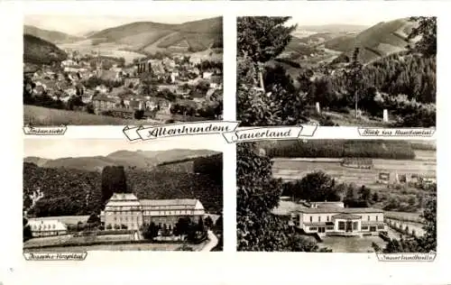 Ak Altenhundem Lennestadt im Sauerland, Teilansicht, Sauerlandhalle, Josephs-Hospital