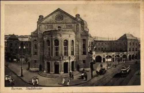 Ak Barmen Wuppertal, Stadttheater, Straßenbahn