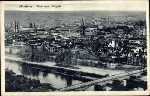 Ak Würzburg am Main Unterfranken, Blick vom Käppele