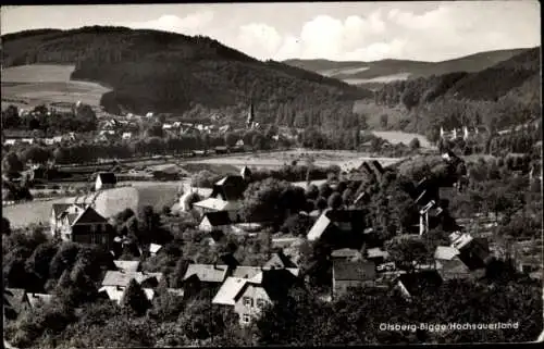 Ak Bigge Olsberg im Sauerland, Teilbild von Olsberg mit Blick nach Bigge