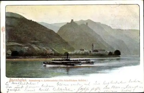 Ak Bornhofen am Rhein, Die feindlichen Brüder, Burg Sternberg, Sterrenberg, Liebenstein