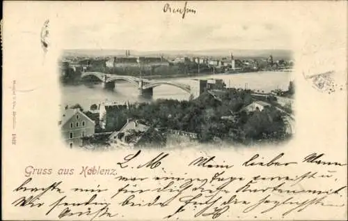 Ak Koblenz am Rhein, Stadtansicht mit Rhein