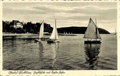 Ak Glücksburg an der Ostsee, Yachtschule, Seglerhafen