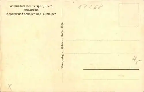 Ak Ahrensdorf Templin in der Uckermark, Neu-Afrika