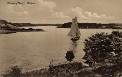 Ak Lindow in der Mark, Wußsee, Segelboot