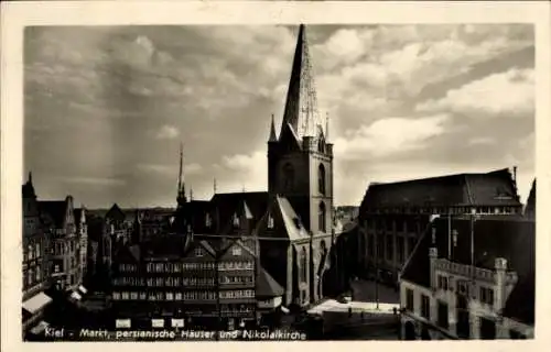 Ak Kiel, Markt, persianische Häuser, Nikolaikirche