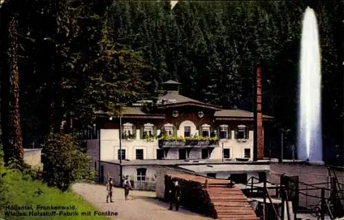 Ak Lichtenberg in Oberfranken, Höllental, Wiedes Holzstoff-Fabrik, Fontaine