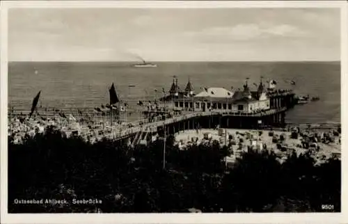 Ak Ostseebad Ahlbeck Heringsdorf auf Usedom, Seebrücke