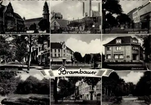 Ak Brambauer Lünen, Zeche Minister Achenbach, Kirche, Schule, Königsheide, Volkspark, Waltroper Str.