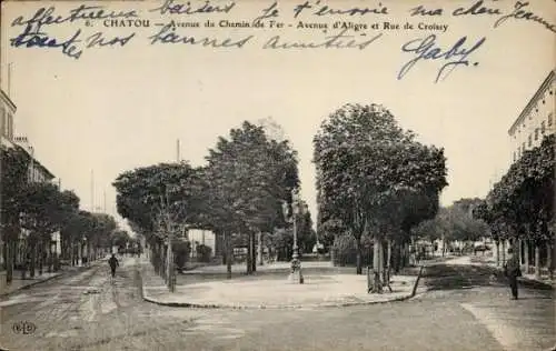 Ak Chatou Yvelines, Avenue du Chemin de Fer, Rue de Croissy