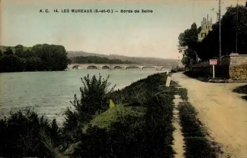 Ak Les Mureaux Yvelines, Ufer der Seine, Brücke