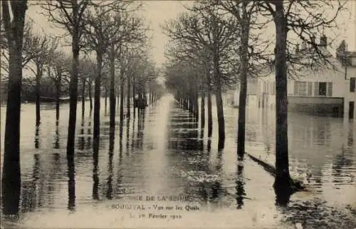 Ak Bougival Yvelines, Überschwemmung der Seine im Februar 1910, die Quays