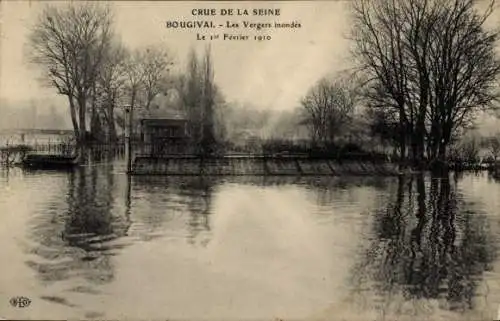 Ak Bougival Yvelines, Überschwemmung der Seine, Februar 1910