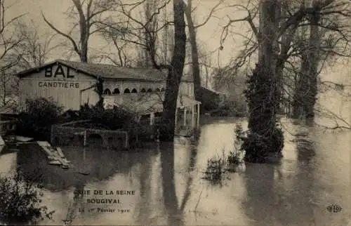 Ak Bougival Yvelines, Überschwemmung der Seine, Februar 1910