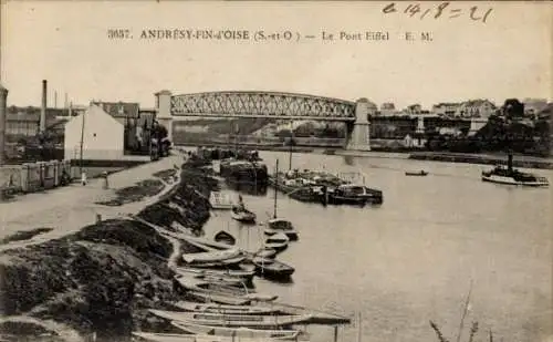 Ak Andresy Yvelines, Ende der Oise, Le Pont Eiffel