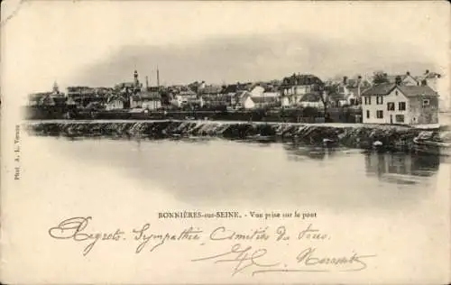 Ak Bonnieres sur Seine Yvelines, Blick auf die Brücke