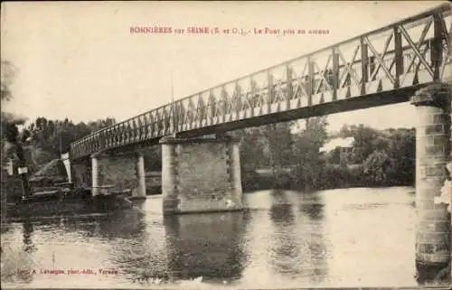 Ak Bonnieres sur Seine Yvelines, Brücke flussaufwärts aufgenommen