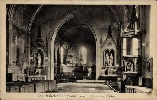 Ak Bonnelles-Yvelines, Innenraum der Kirche