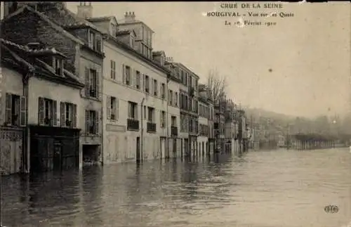 Ak Bougival Yvelines, Blick auf die Kais, Überschwemmung der Seine 1910