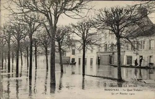 Ak Bougival Yvelines, Quai Voltaire, Überschwemmung vom 1. Februar 1910