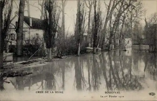 Ak Bougival Yvelines, Überschwemmung der Seine, 1. Februar 1910