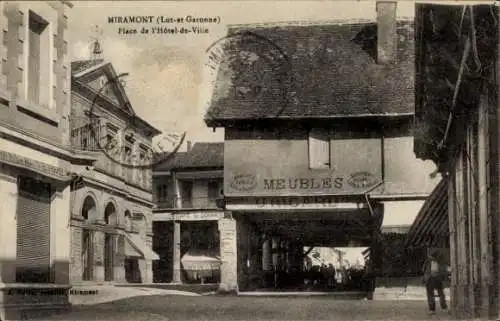 Ak Miramont de Guyenne Lot et Garonne, Place de la Hôtel de Ville