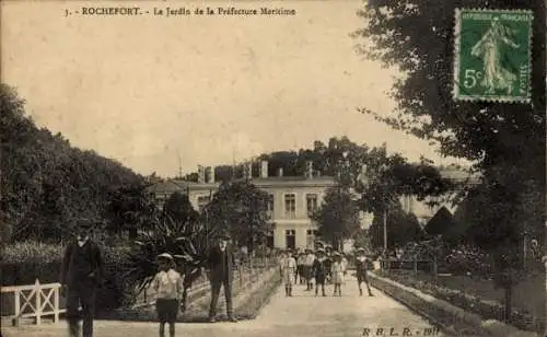 Ak Rochefort sur Mer Charente Maritime, Der Garten der maritimen Präfektur